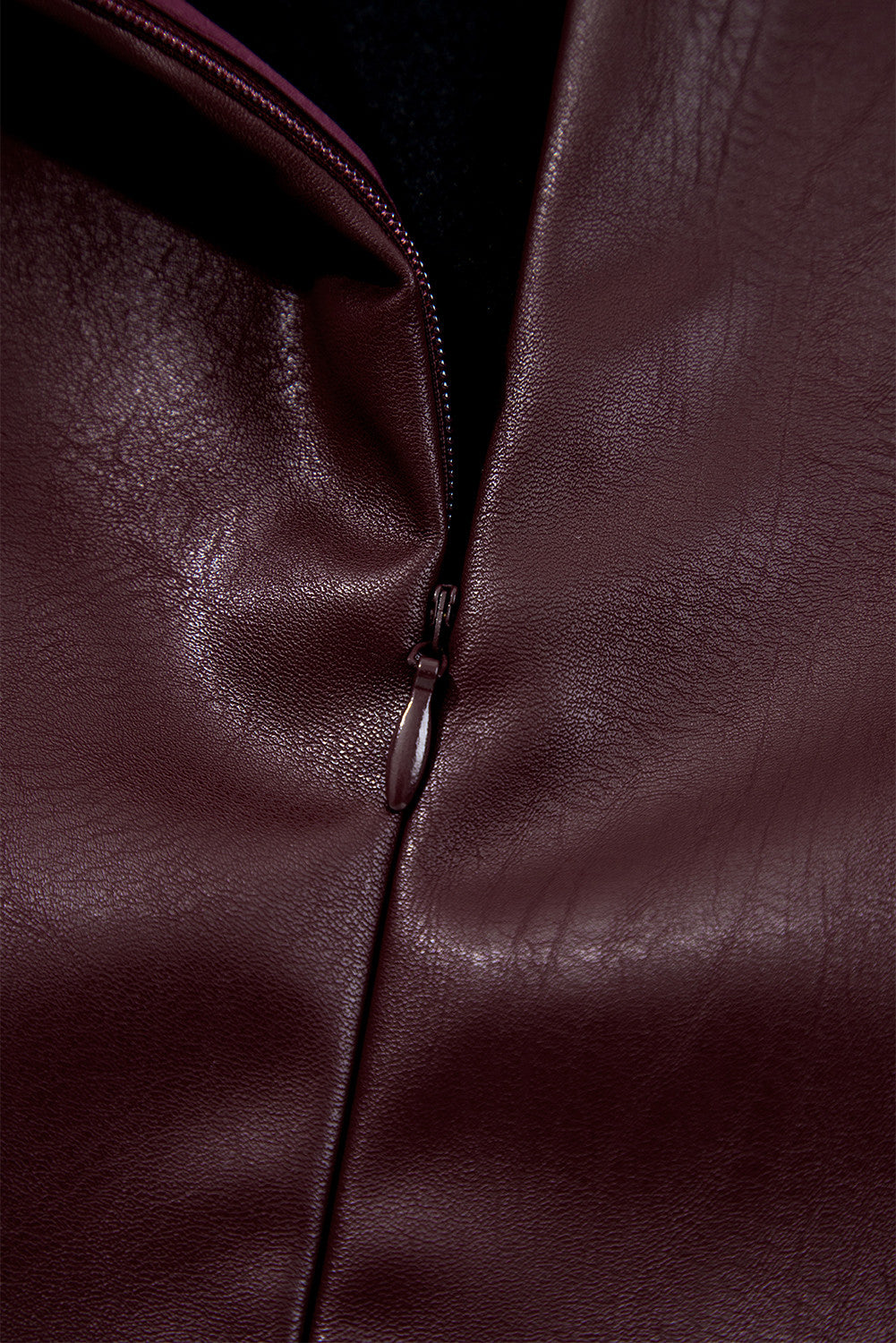 Pre-Order Dark Maroon Vegan Leather Mini Dress