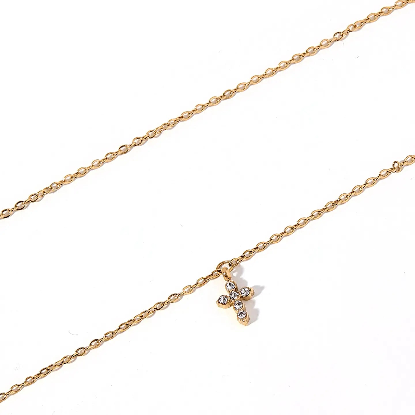 Super Dainty Rhinestone Cross Necklace