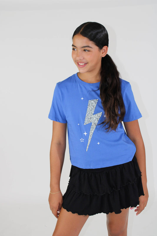 Girls: Rhinestone Lightning Bolt Tee