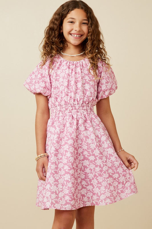 Girls: Floral Textured Dress