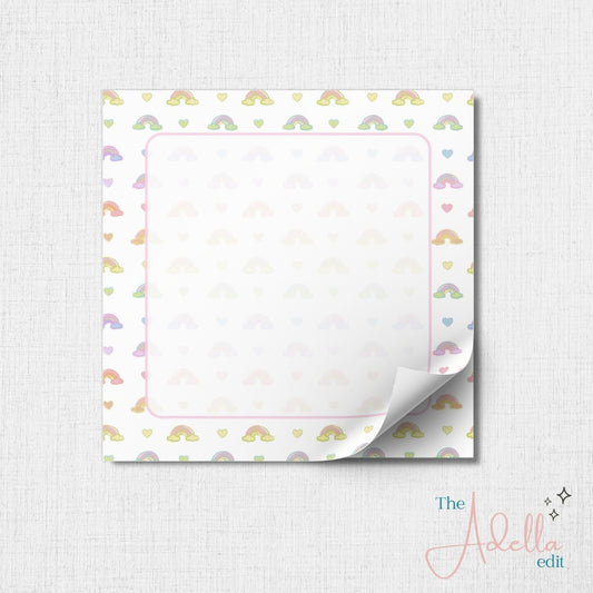 Rainbows and Hearts Square Notepad