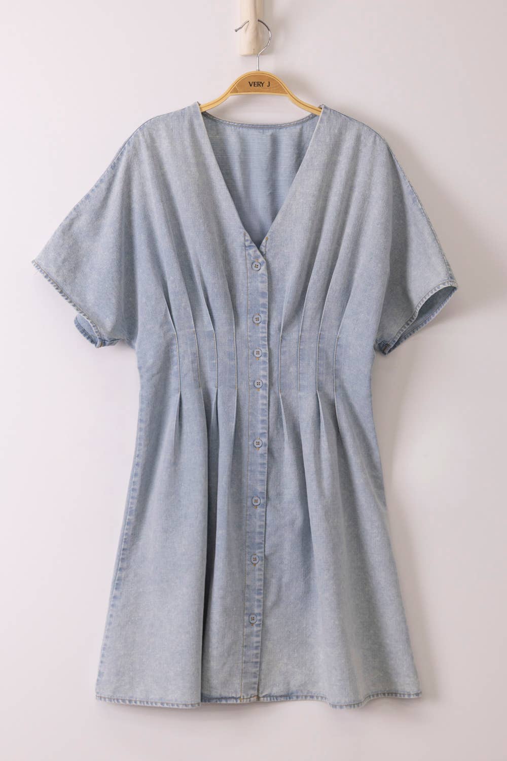 Mineral Washed Chambray Mini Dress