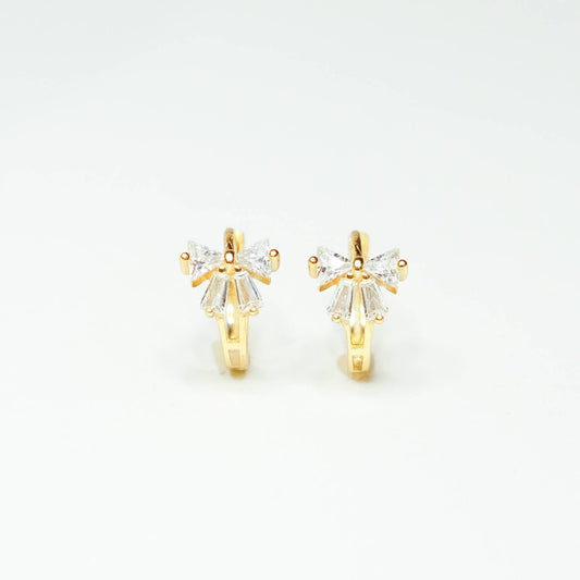 Crystal Bow Huggie Earrings