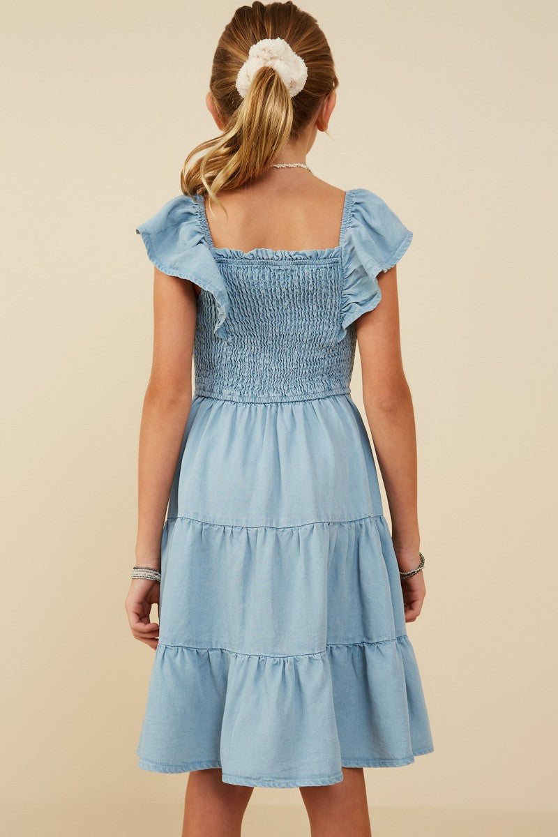 Girls: Denim Ruffled Dress