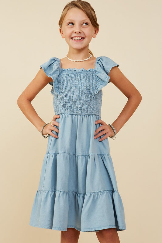 Girls: Denim Ruffled Dress