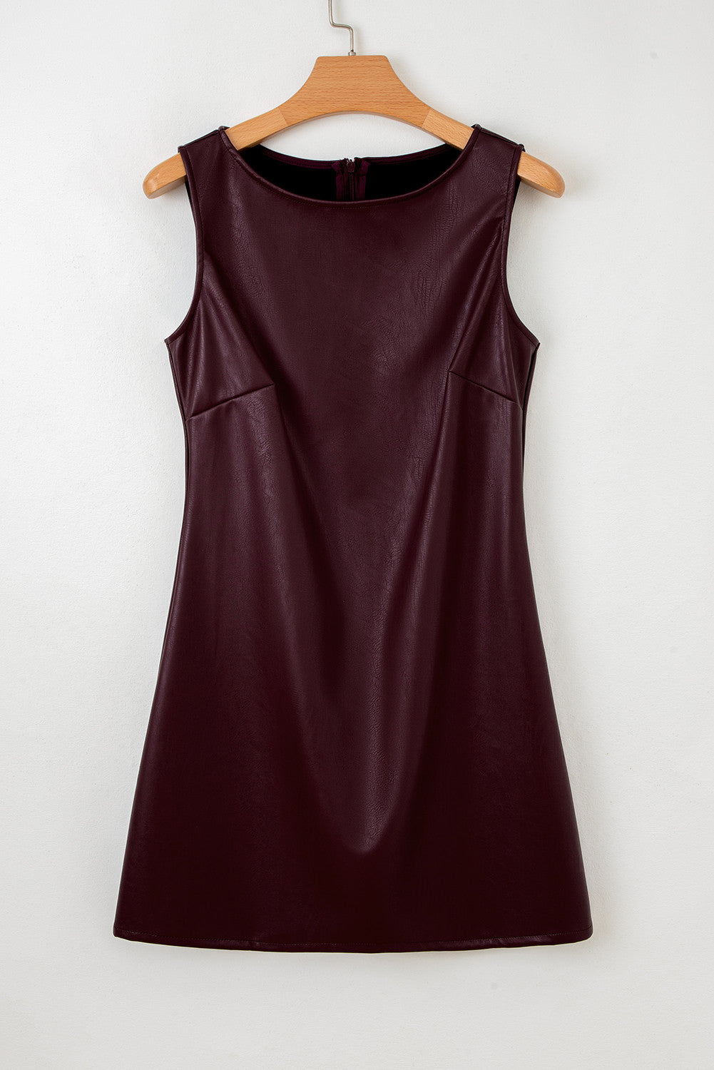 Pre-Order Dark Maroon Vegan Leather Mini Dress