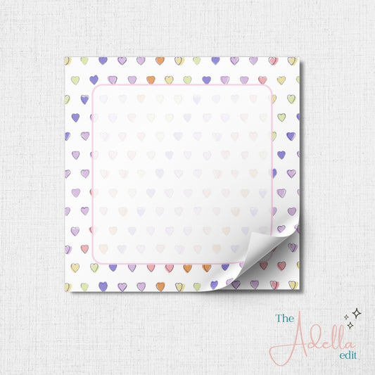 Pastel Hearts Square Notepad