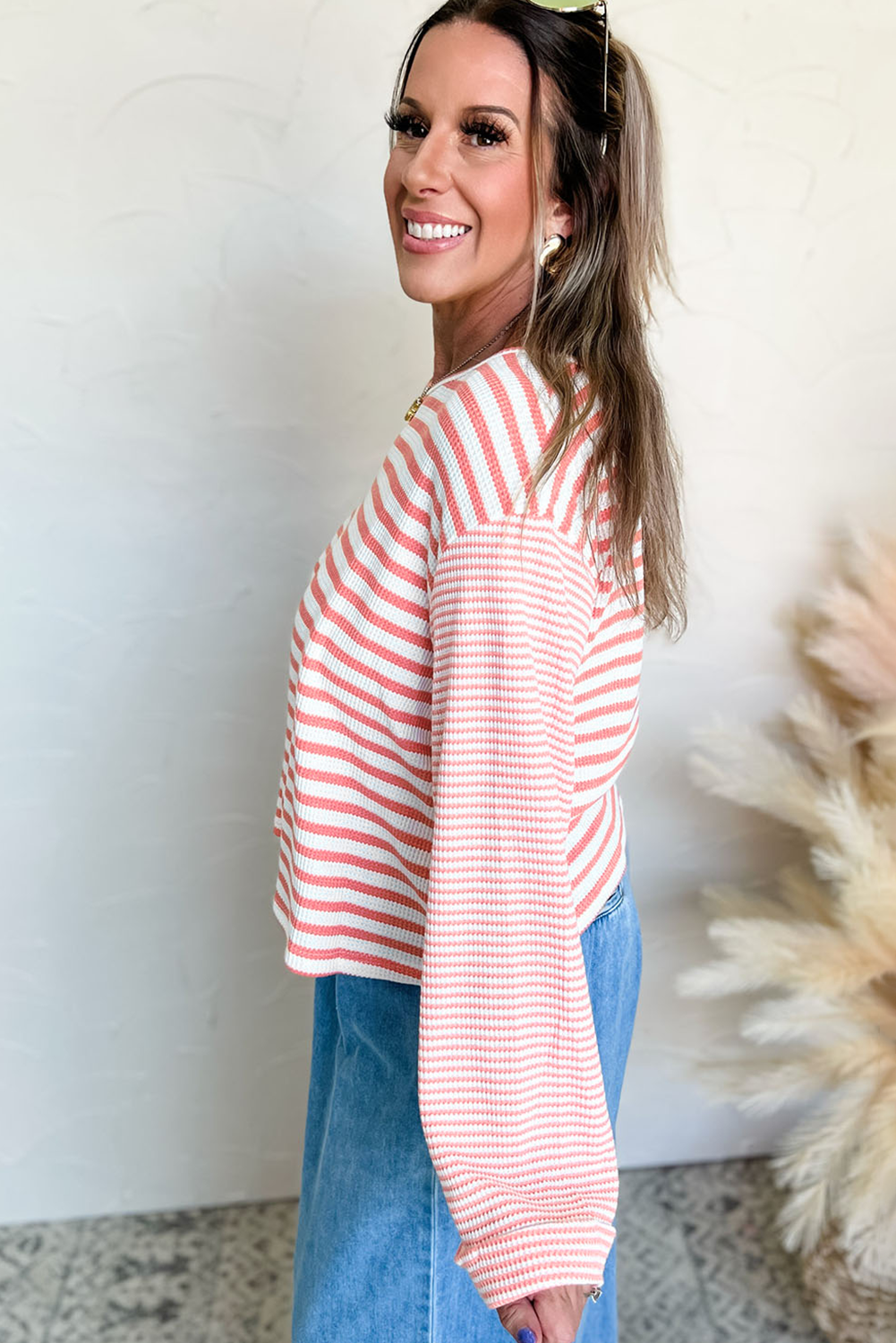 Sunset Stripes Waffle Knit Top