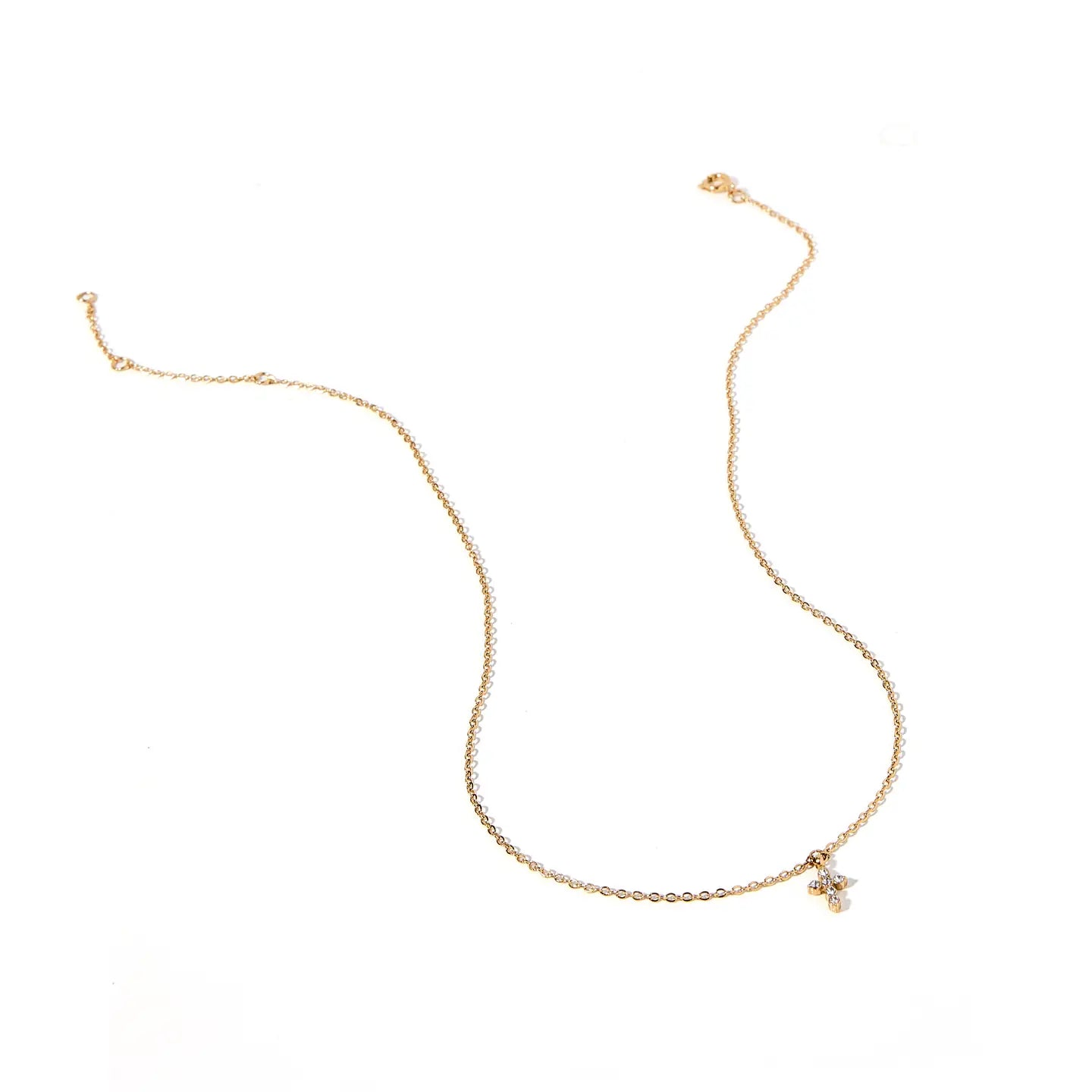 Super Dainty Rhinestone Cross Necklace