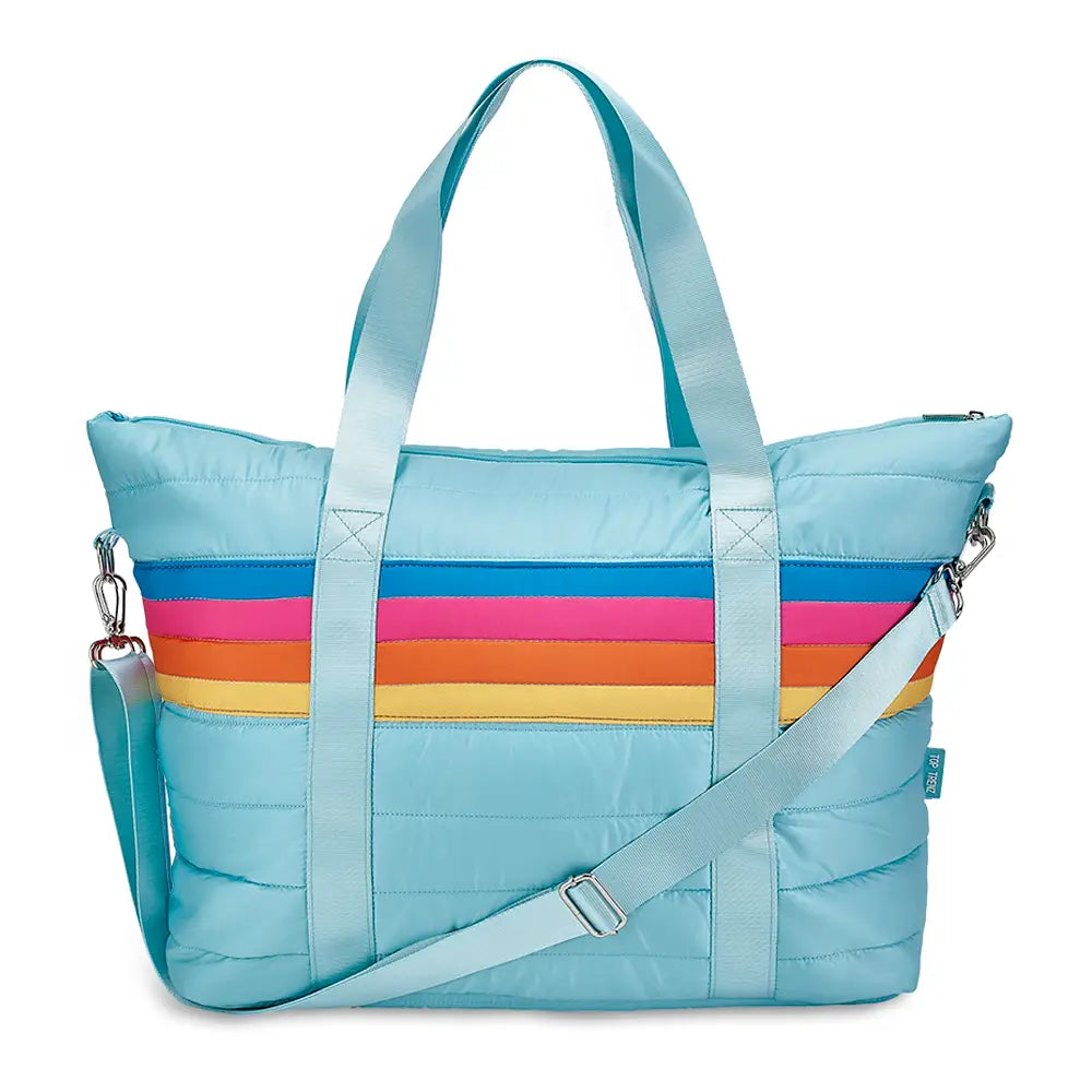 Blue Puffer Stripe Tote