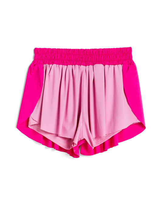Girls: Pink Two-Tone Butterfly Shorts
