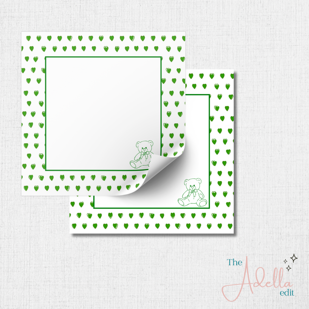 "Greek Edition" Hearts Notepad - Teddy Bear