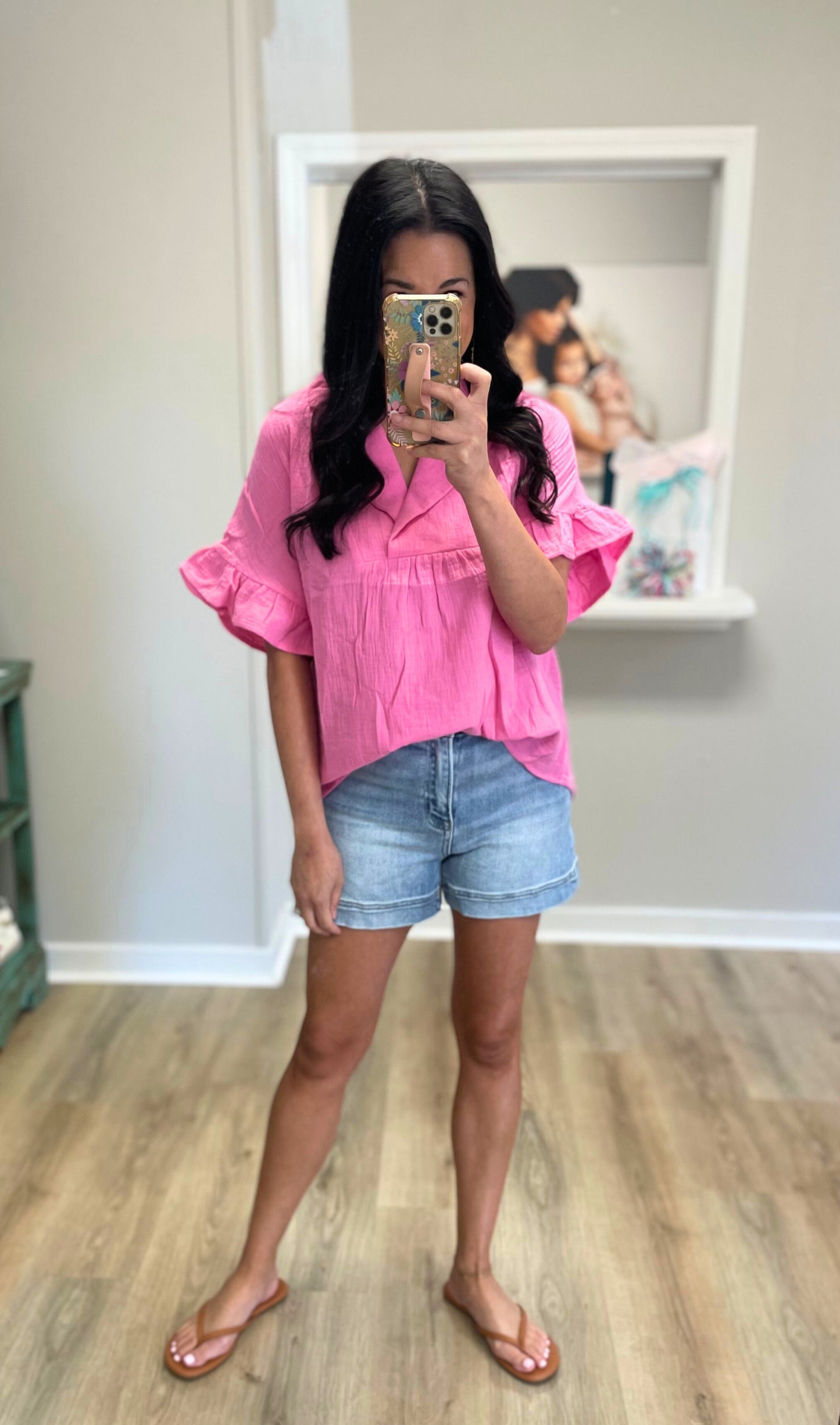 Tickled Pink Ruffle Top