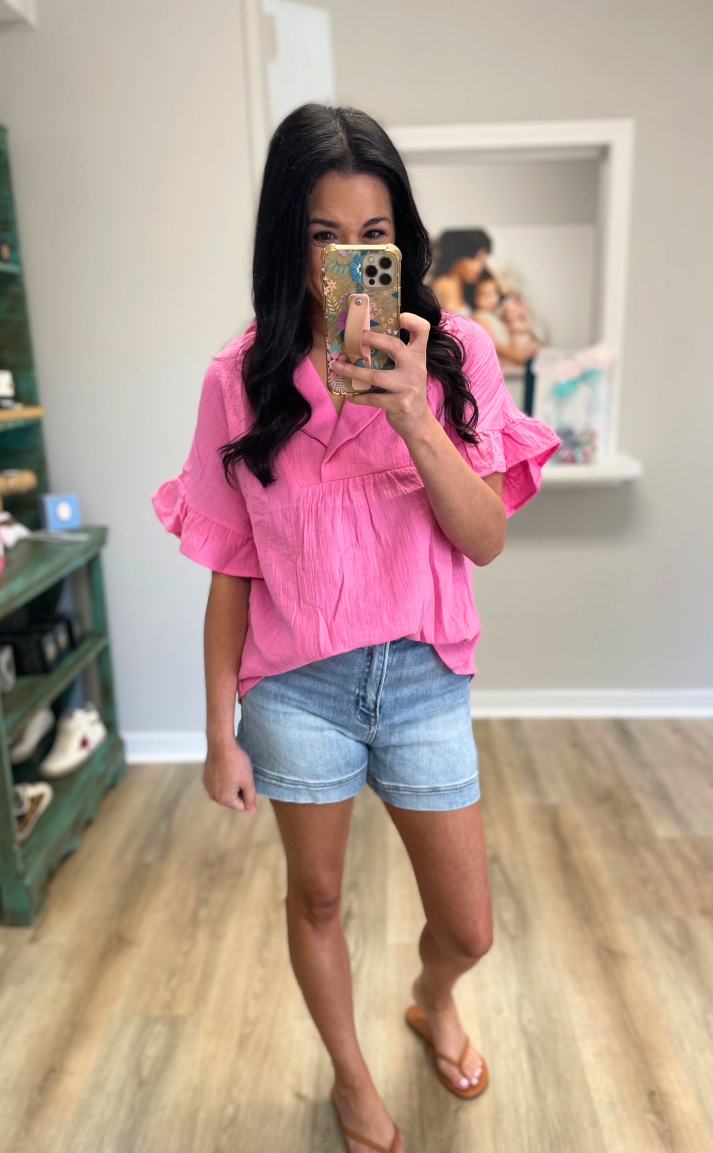 Tickled Pink Ruffle Top
