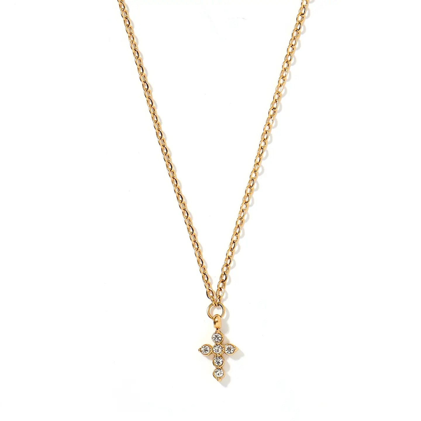 Super Dainty Rhinestone Cross Necklace