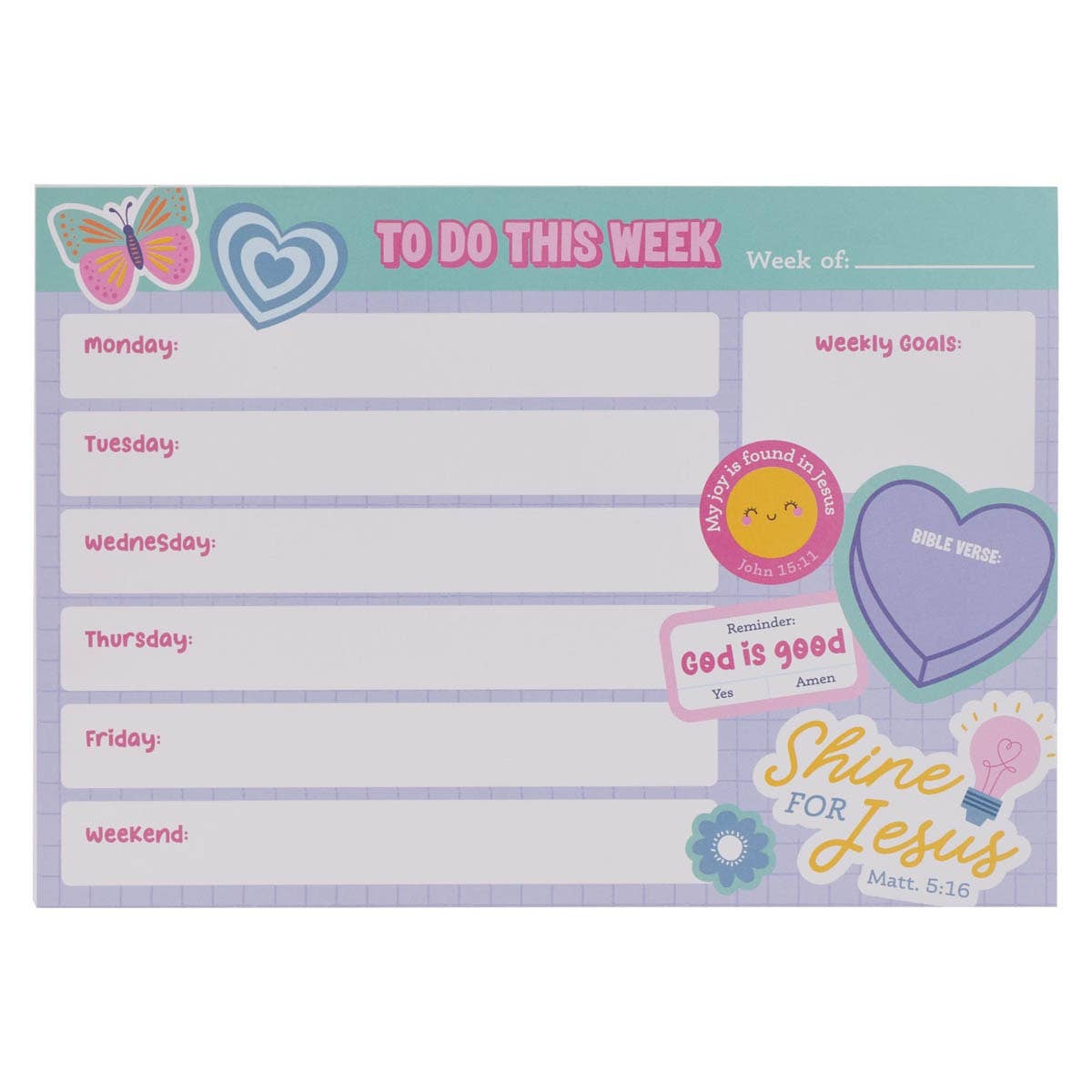 Shine For Jesus Planner Pad for Girls