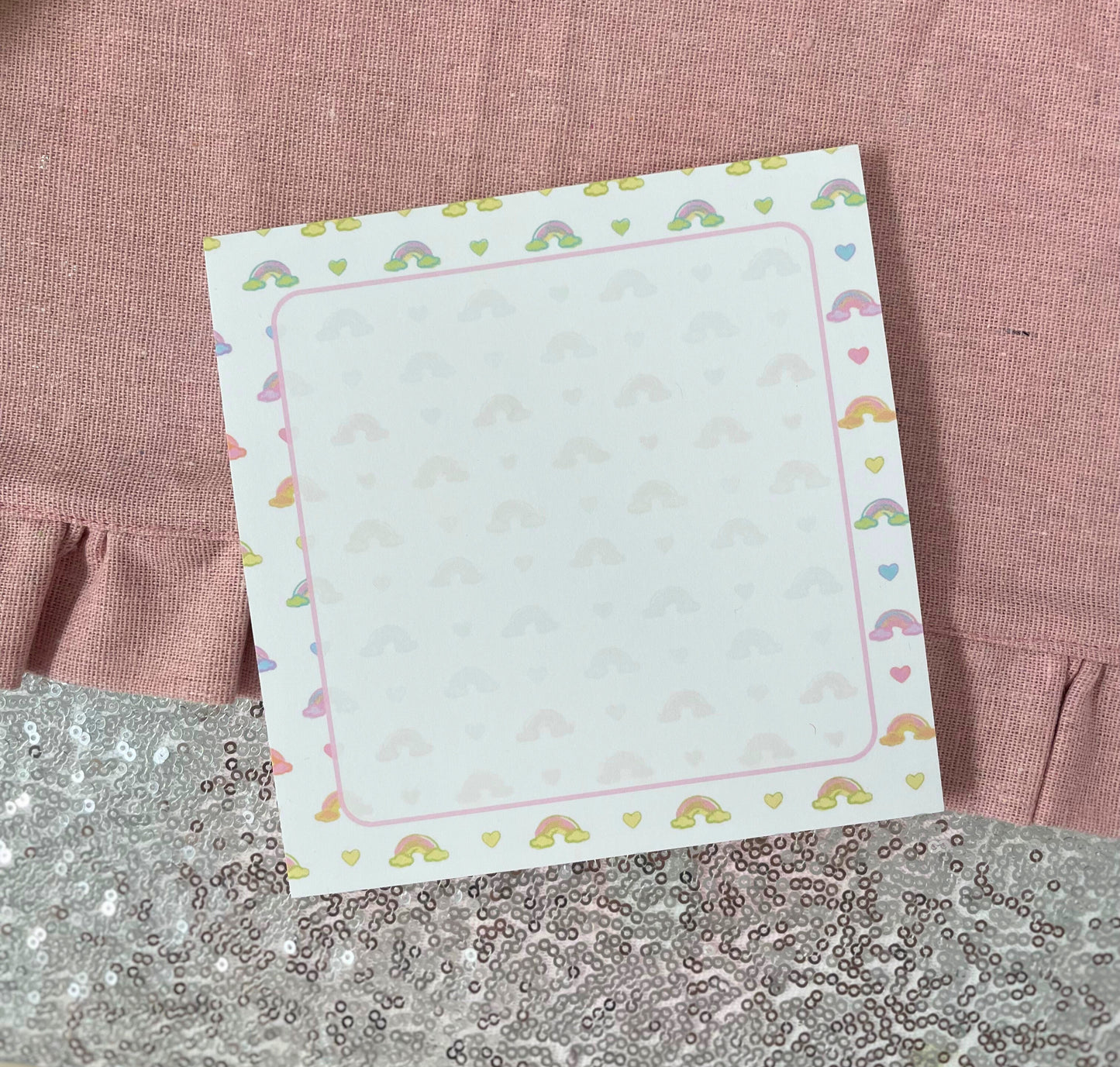 Rainbows and Hearts Square Notepad