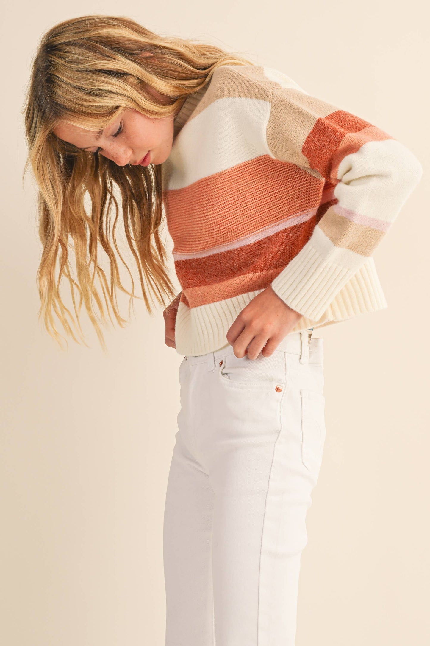Girls: Stripe Cropped Sweater
