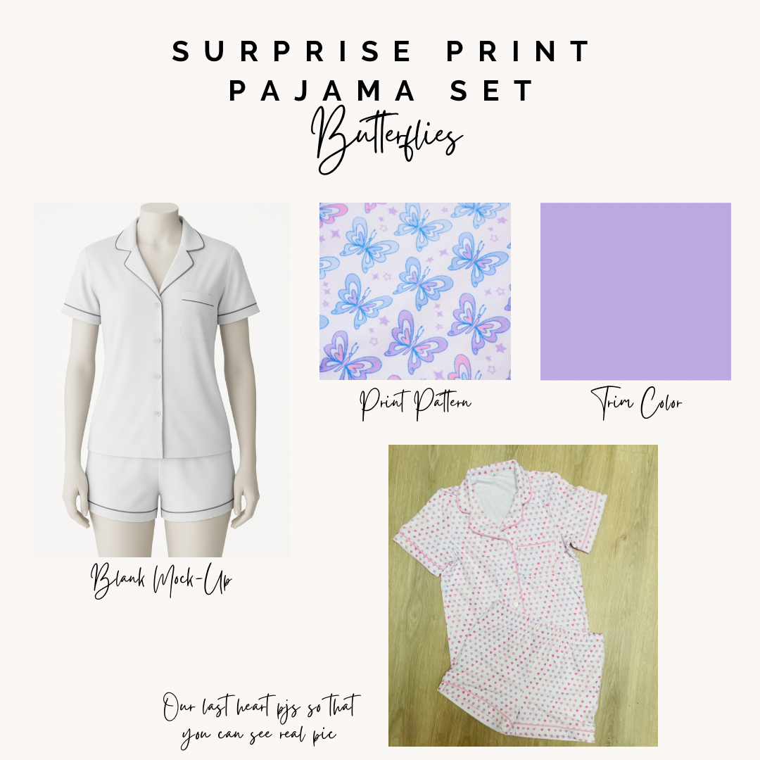 Surprise Print Pajama Set - Butterflies