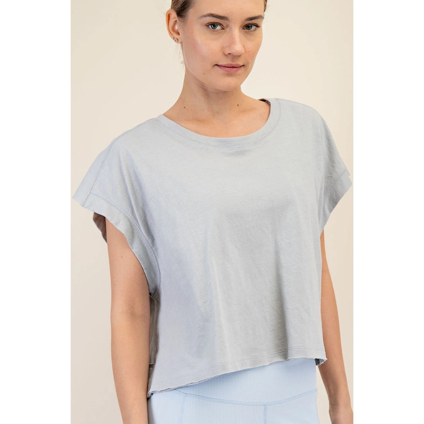 Open to Bloom Cotton Top - Light Gray