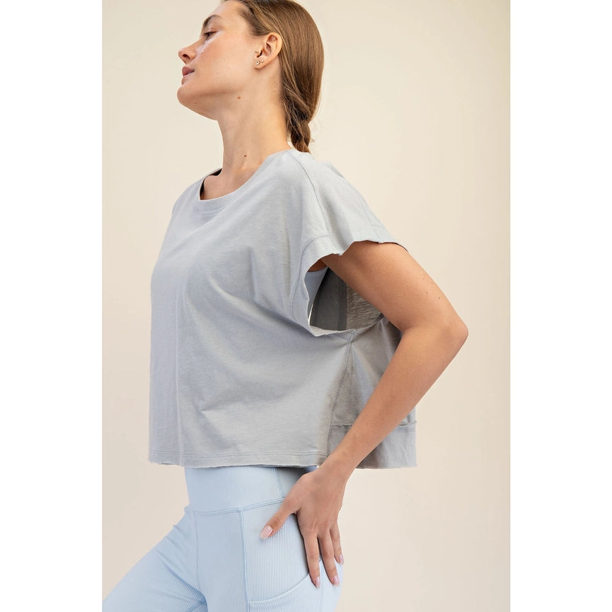 Open to Bloom Cotton Top - Light Gray