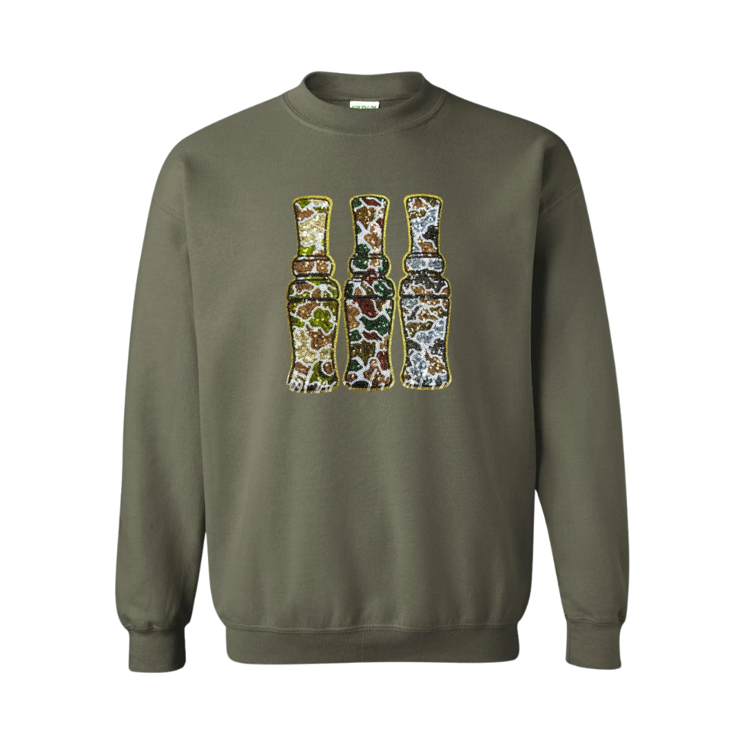 Pre-Order Sequin Sweatshirt - Duck Calls - Green