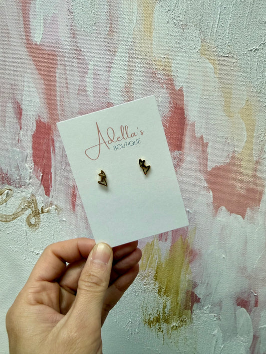 Stainless Steel Dainty Double Heart Studs