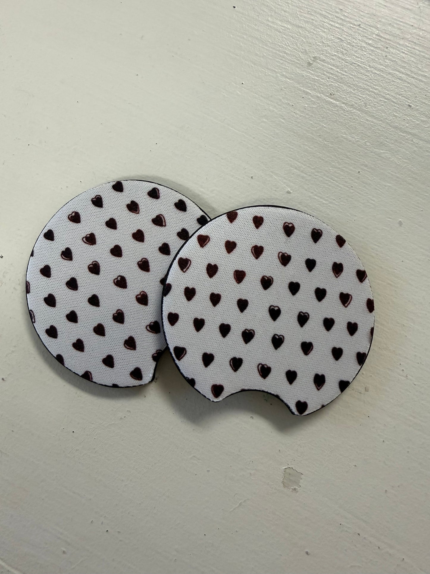 Grace On The Go Car Coaster Set - Dark Maroon Hearts