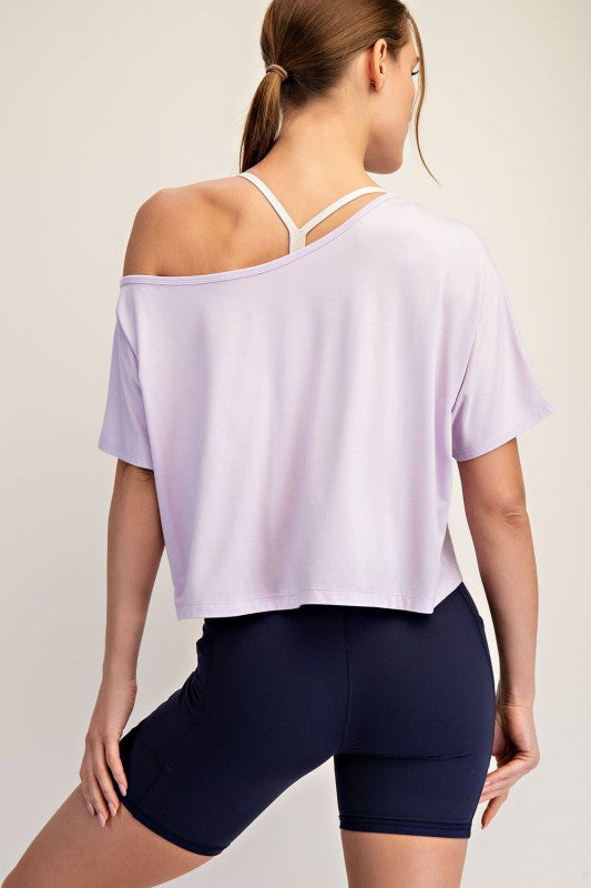 Cropped Off The Shoulder Tee - Lilac