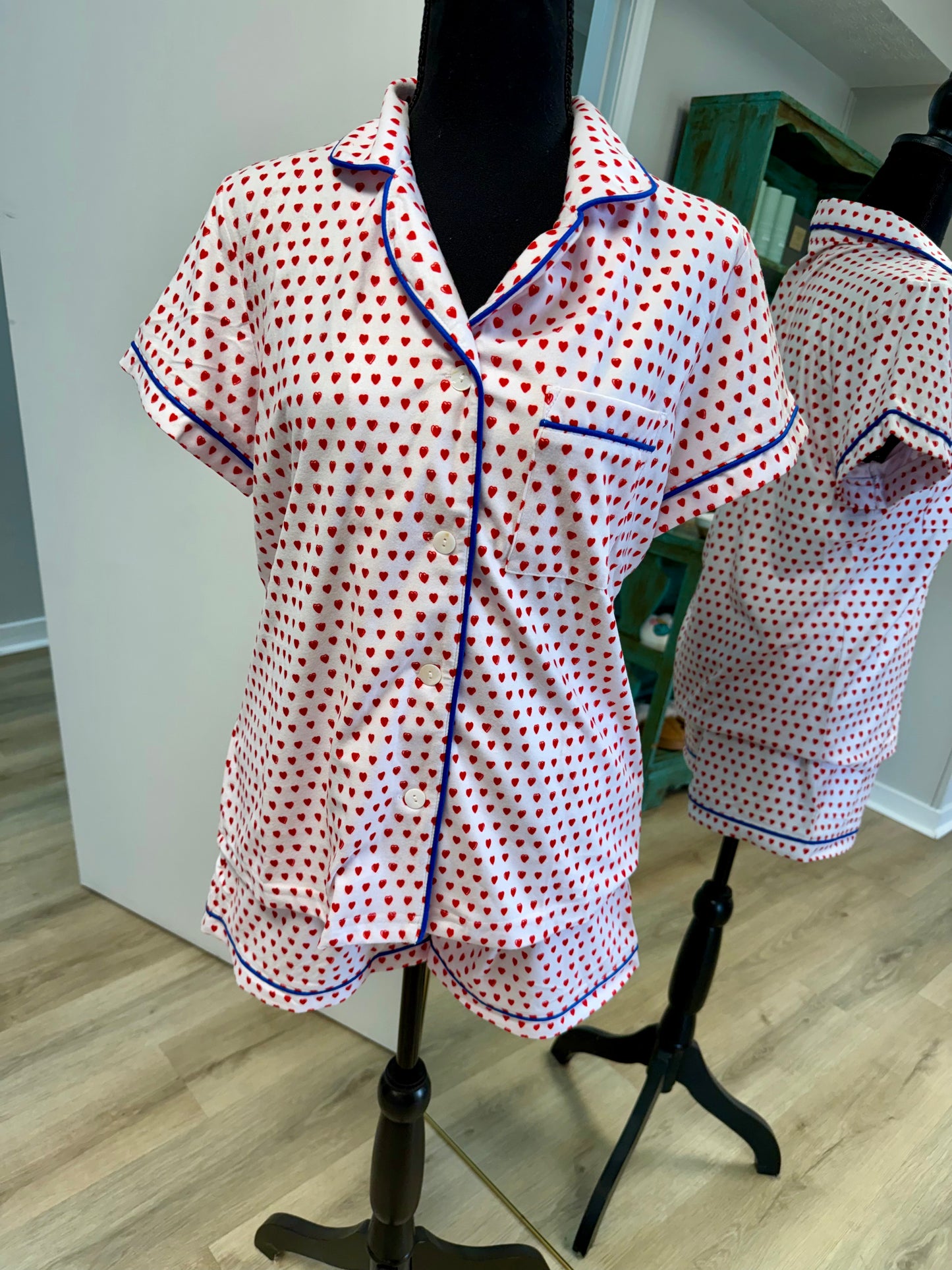 Varsity Hearts Pajama Set - Red and Blue