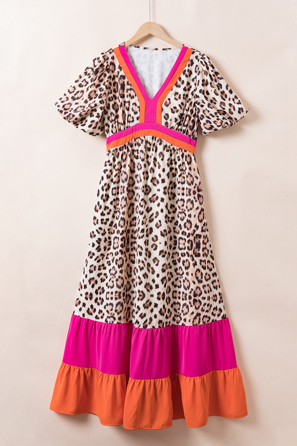Leopard Maxi with Hot Pink and Orange Trim