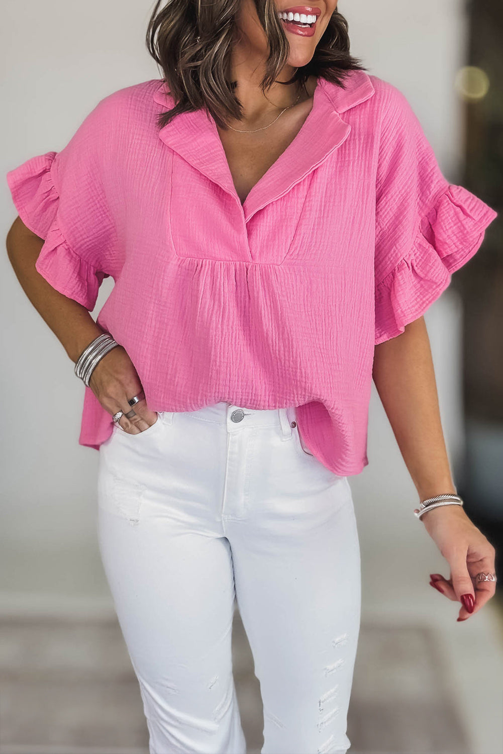 Tickled Pink Ruffle Top