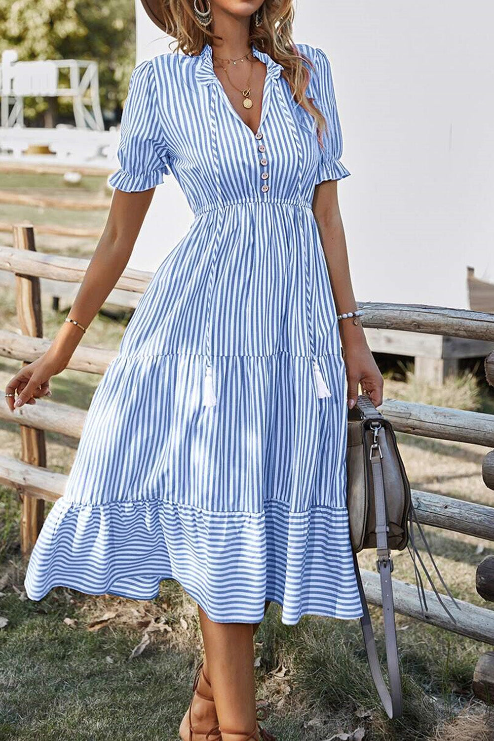 Sweet Carolina Striped Midi Dress