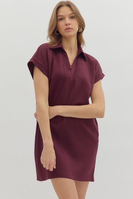 The Ava Shift Dress - Burgundy