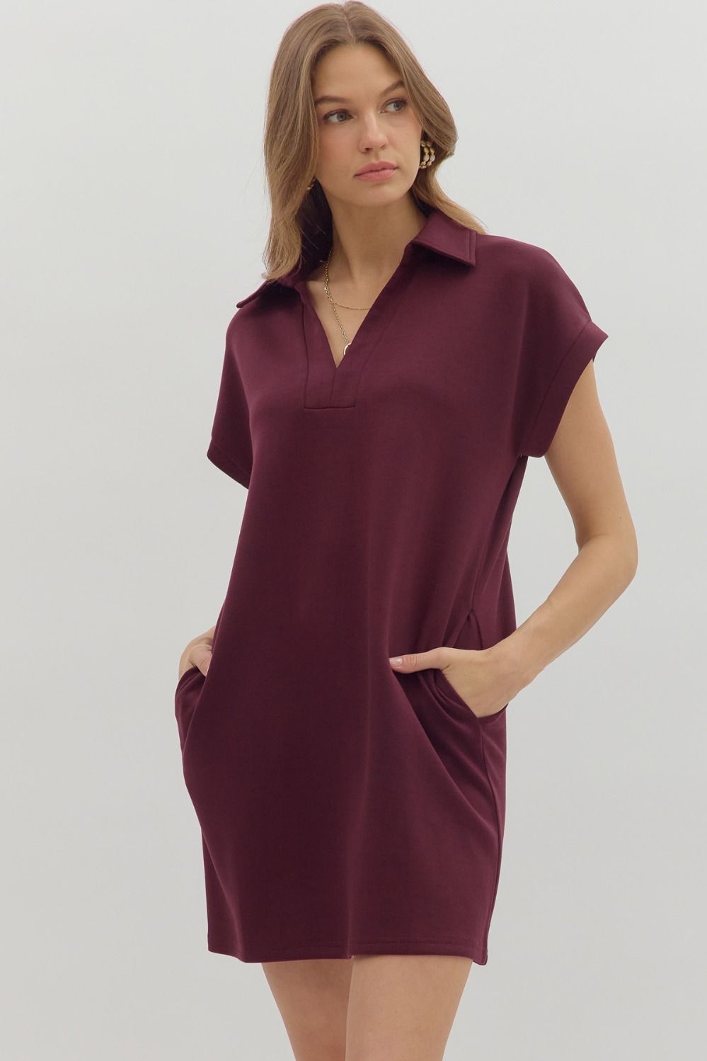 The Ava Shift Dress - Burgundy