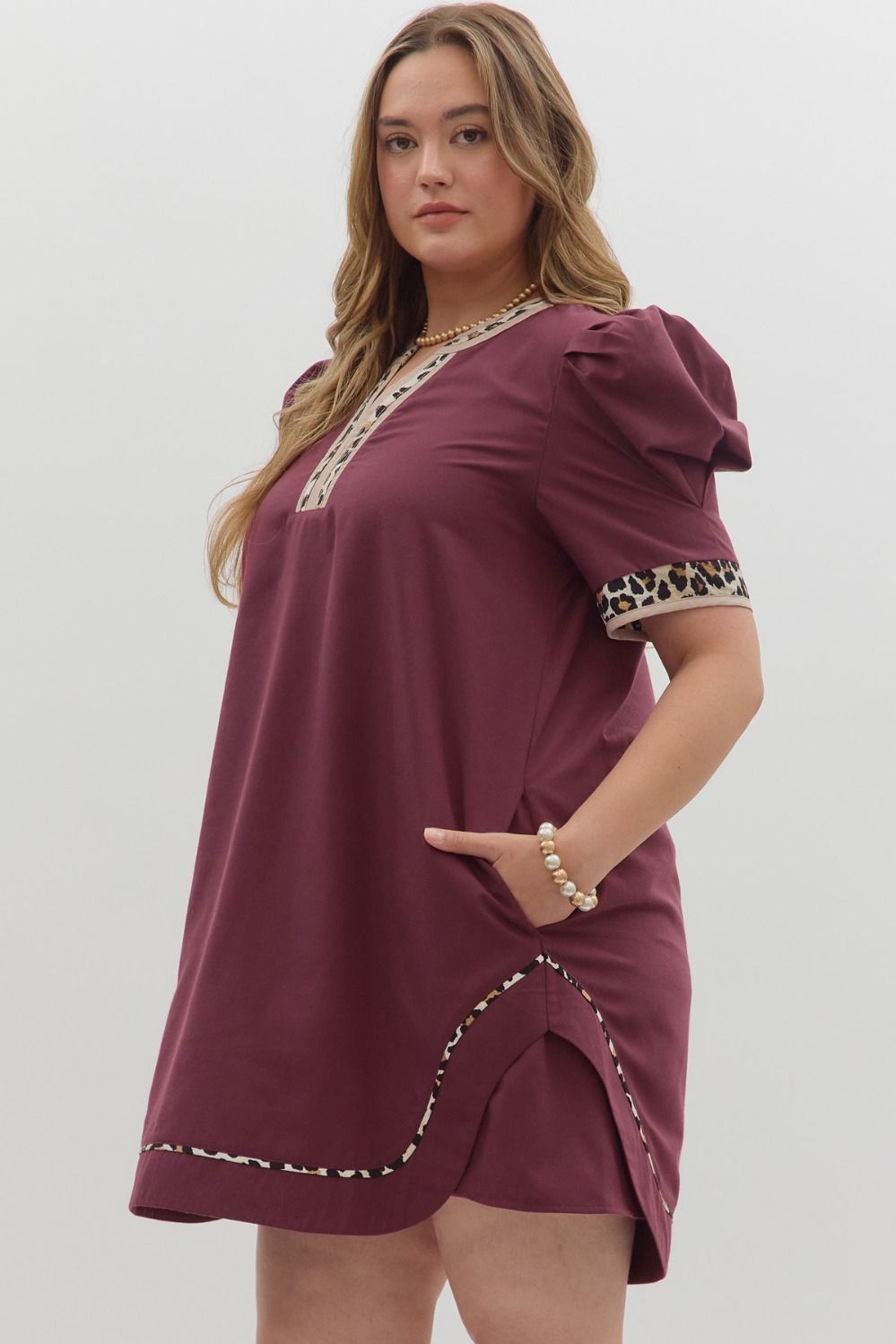 The Savannah Leopard Trim Dress - Curvy