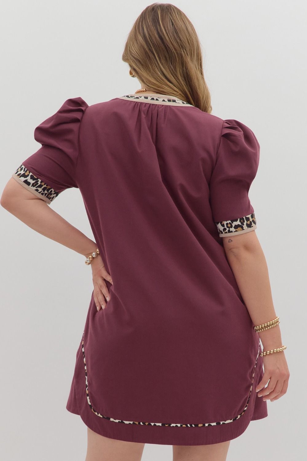 The Savannah Leopard Trim Dress - Curvy