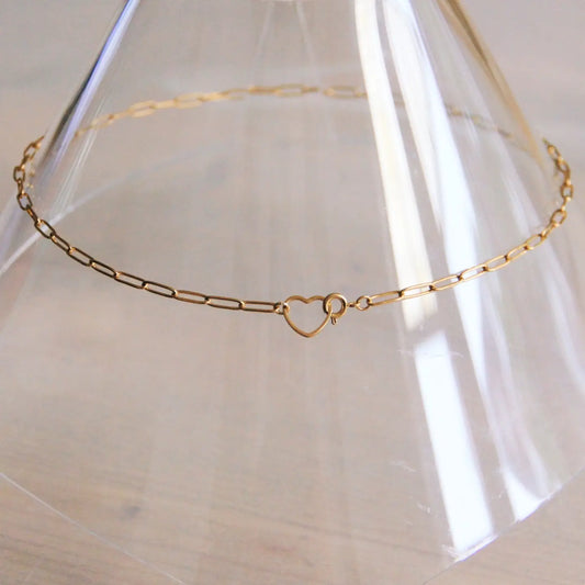 Heart and Chain Necklace - Gold