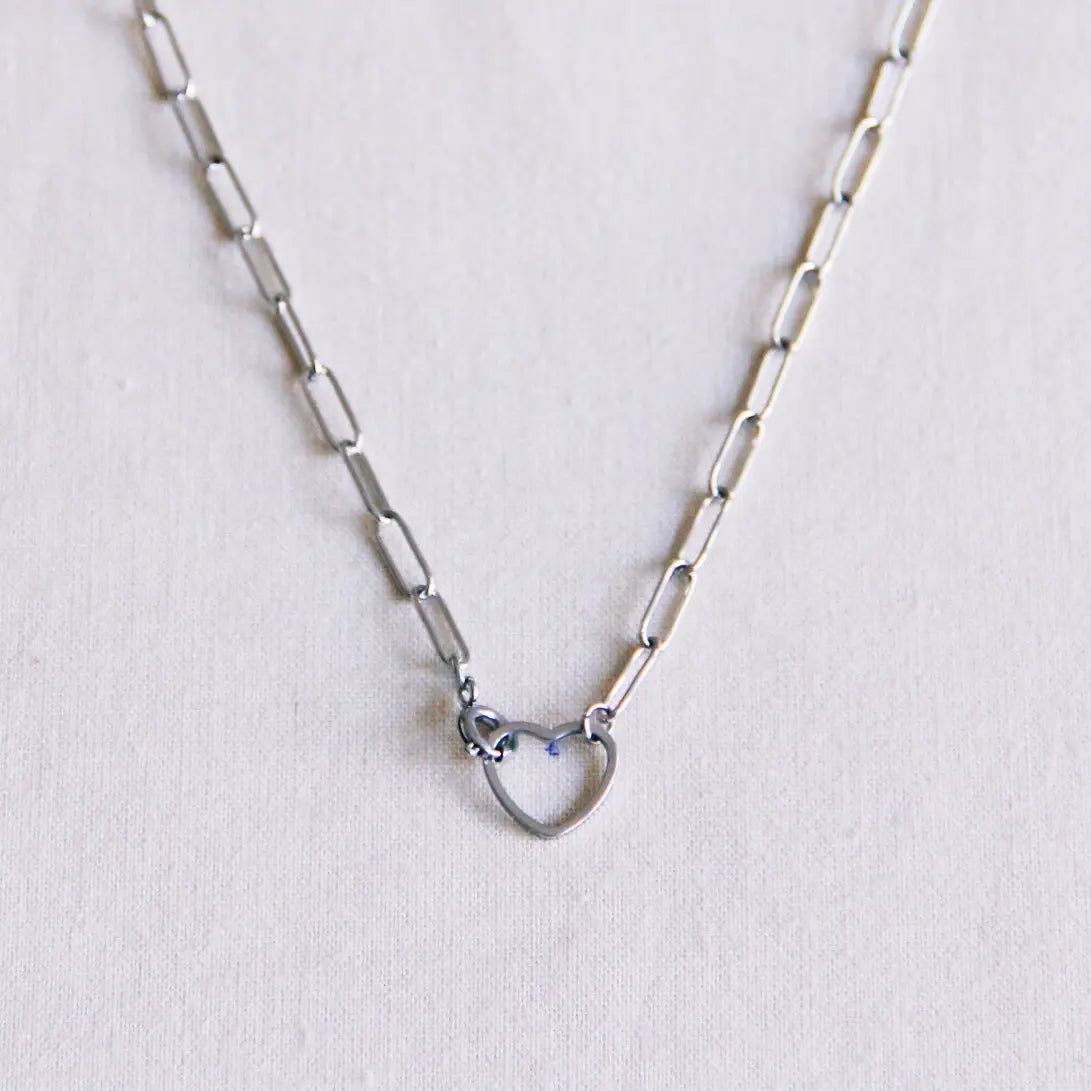 Pre-Order Heart and Chain Necklace - Silver