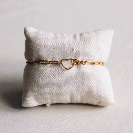 Heart and Chain Bracelet - Gold
