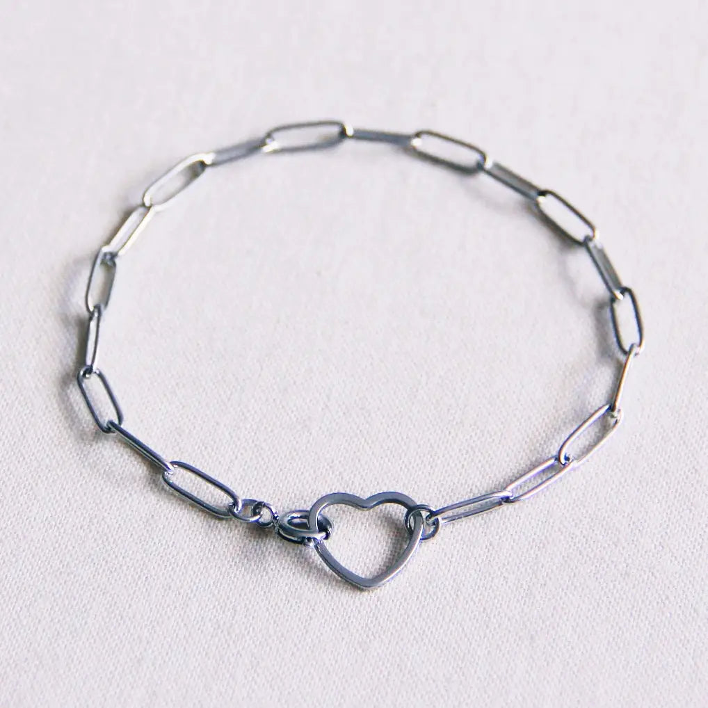 Pre-Order Heart and Chain Bracelet - Silver