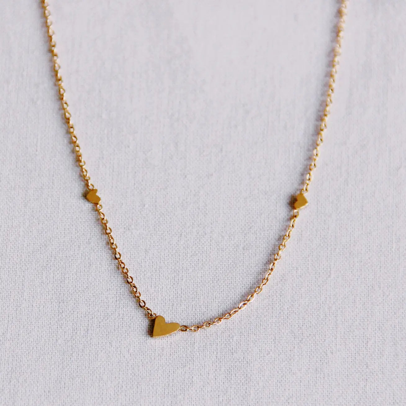Pre-Order Dainty Heart Trio Necklace - Gold