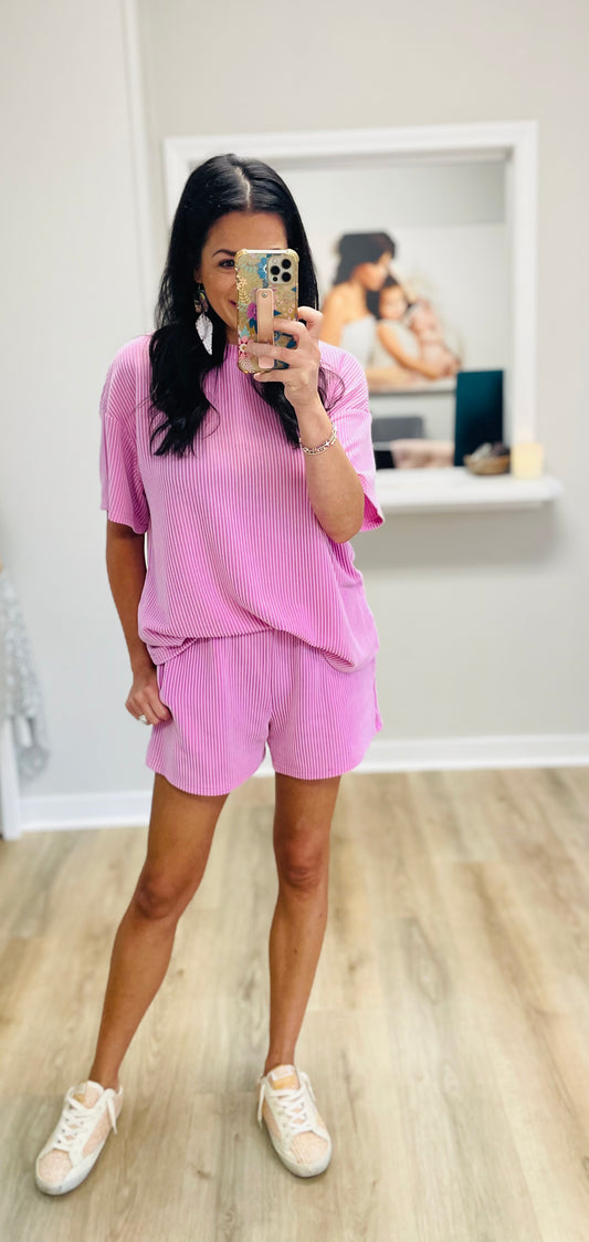 All Play, No Work Ribbed Set - Lilac Pink
