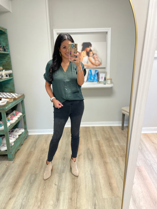 The Whisper Blouse - Forest Green