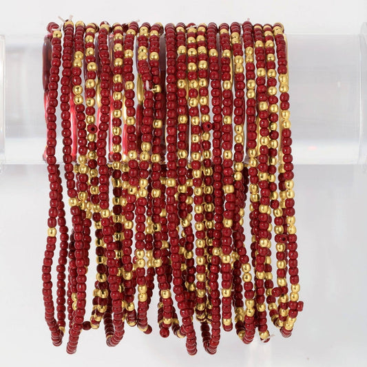 Stretch Beaded Solid Game Day Bracelets (7 Colors)