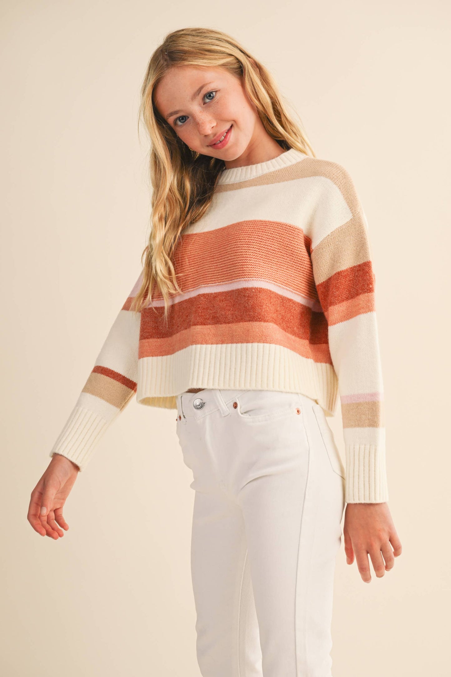 Girls: Stripe Cropped Sweater