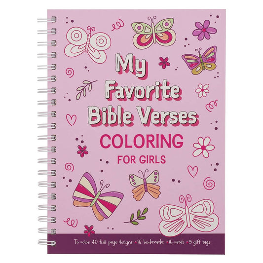 My Favorite Bible Verses Pink Wirebound Coloring Book for Girls