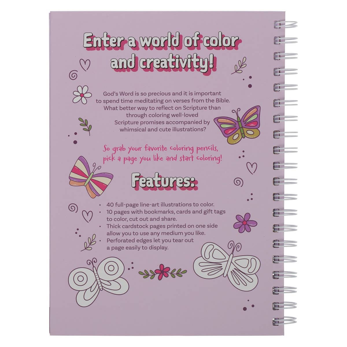 My Favorite Bible Verses Pink Wirebound Coloring Book for Girls