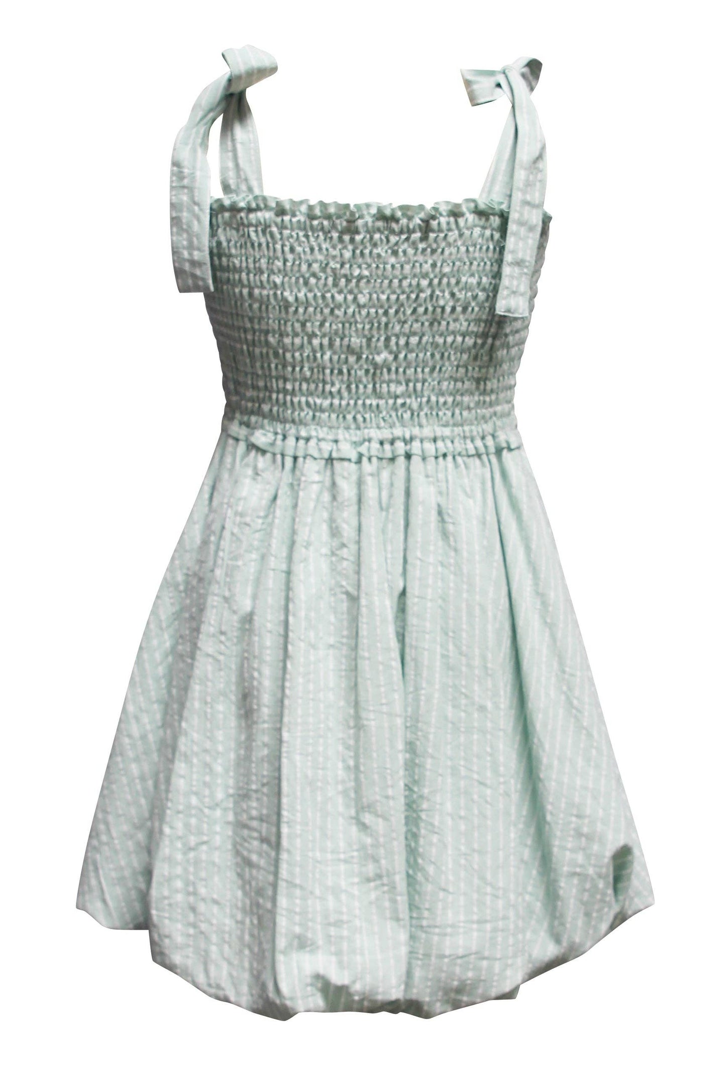 Girls: Sage Tie Shoulder Seersucker Bubble Dress