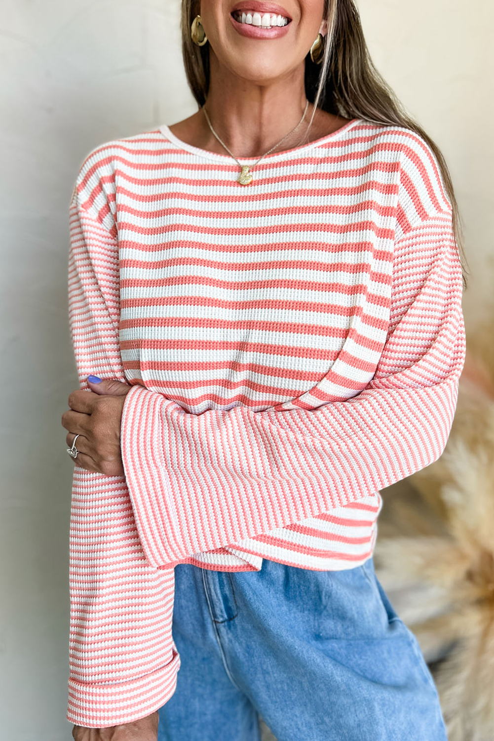 Sunset Stripes Waffle Knit Top